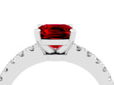 White gold Cushion Cut Solitaire Diamond with Pavé Band and Four-Prong Setting_4