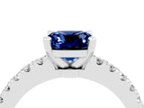 White gold Cushion Cut Solitaire Diamond with Pavé Band and Four-Prong Setting_4