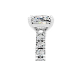 White gold Cushion Cut Solitaire Diamond with Pavé Band and Four-Prong Setting_5