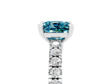 White gold Cushion Cut Solitaire Diamond with Pavé Band and Four-Prong Setting_5