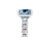 White gold Cushion Cut Solitaire Diamond with Pavé Band and Four-Prong Setting_5
