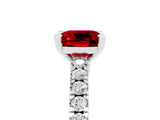 White gold Cushion Cut Solitaire Diamond with Pavé Band and Four-Prong Setting_5