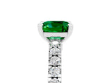 White gold Cushion Cut Solitaire Diamond with Pavé Band and Four-Prong Setting_5