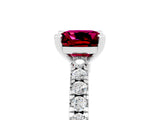 White gold Cushion Cut Solitaire Diamond with Pavé Band and Four-Prong Setting_5