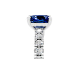 White gold Cushion Cut Solitaire Diamond with Pavé Band and Four-Prong Setting_5