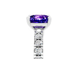 White gold Cushion Cut Solitaire Diamond with Pavé Band and Four-Prong Setting_5
