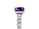 White gold Cushion Cut Solitaire Diamond with Pavé Band and Four-Prong Setting_5