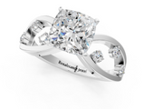 White gold Cushion Cut Solitaire Diamond with Side Stones on Criss-Cross Band and Four-Prong Setting_24
