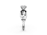 White gold Cushion Cut Solitaire Diamond with Side Stones on Criss-Cross Band and Four-Prong Setting_25
