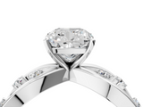 White gold Cushion Cut Solitaire Diamond with Side Stones on Criss-Cross Band and Four-Prong Setting_27