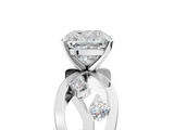 White gold Cushion Cut Solitaire Diamond with Side Stones on Criss-Cross Band and Four-Prong Setting_28
