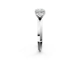 White gold Cushion Cut Solitaire Engagement Ring with Flat Band and Four-Prong Setting 2