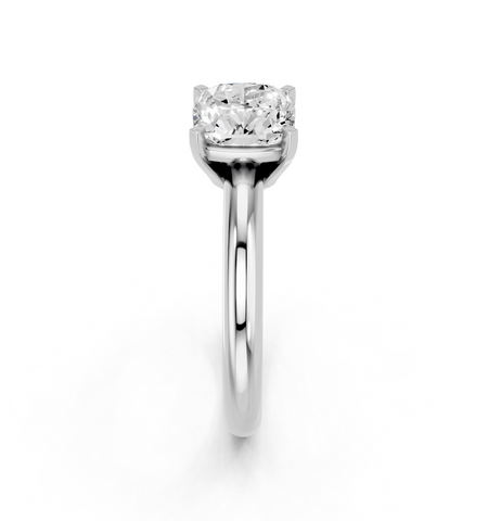 White gold Cushion Cut Solitaire Engagement Ring with Round Band and Four-Prong Setting_293