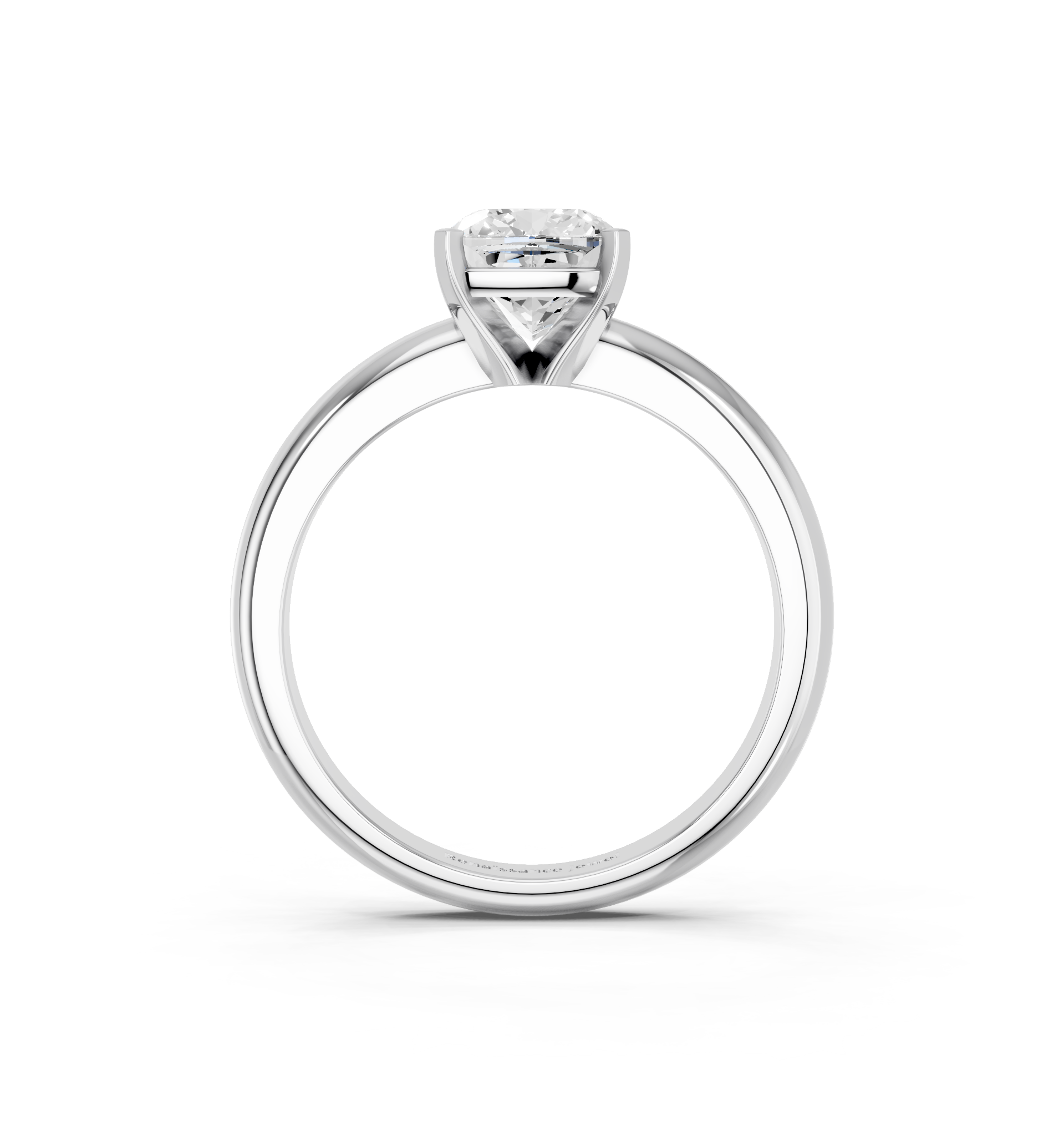 White gold Cushion Cut Solitaire Engagement Ring with Round Band and Four-Prong Setting_294