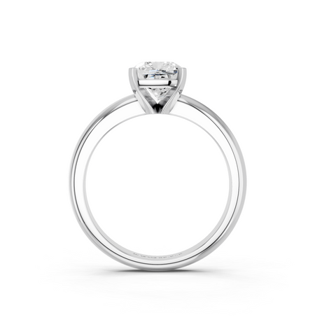 White gold Cushion Cut Solitaire Engagement Ring with Round Band and Four-Prong Setting_294