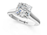 White gold Cushion Cut Solitaire Engagement Ring with Tapered Band and Four-Prong Setting_40