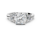 White gold Cushion Cut Solitaire Floral Diamond Ring with Four-Prong Setting_37