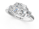 White gold Cushion Cut Solitaire Floral Diamond Ring with Four-Prong Setting_37