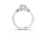 White gold Cushion Cut Solitaire Floral Diamond Ring with Four-Prong Setting_39