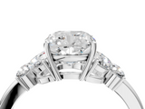 White gold Cushion Cut Solitaire Floral Diamond Ring with Four-Prong Setting_40
