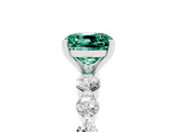 White gold Cushion Cut Solitaire Green Sapphire Ring with Pave Band and Four-Prong Setting_5