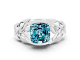 White gold Cushion Cut Solitaire Leaf-Inspired Engagement Ring with Prong Setting