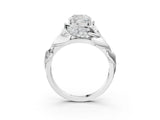 White gold Cushion Cut Solitaire Leaf-Inspired Engagement Ring with Prong Setting_10