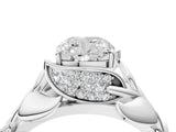 White gold Cushion Cut Solitaire Leaf-Inspired Engagement Ring with Prong Setting_11