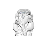 White gold Cushion Cut Solitaire Leaf-Inspired Engagement Ring with Prong Setting_12