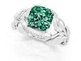 White gold Cushion Cut Solitaire Leaf-Inspired Engagement Ring with Prong Setting_1