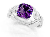 White gold Cushion Cut Solitaire Leaf-Inspired Engagement Ring with Prong Setting_1