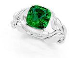 White gold Cushion Cut Solitaire Leaf-Inspired Engagement Ring with Prong Setting_1
