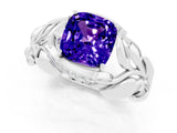 White gold Cushion Cut Solitaire Leaf-Inspired Engagement Ring with Prong Setting_1