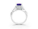 White gold Cushion Cut Solitaire Leaf-Inspired Engagement Ring with Prong Setting_3