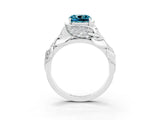 White gold Cushion Cut Solitaire Leaf-Inspired Engagement Ring with Prong Setting_3