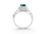 White gold Cushion Cut Solitaire Leaf-Inspired Engagement Ring with Prong Setting_3
