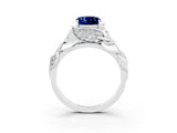 White gold Cushion Cut Solitaire Leaf-Inspired Engagement Ring with Prong Setting_3