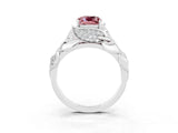 White gold Cushion Cut Solitaire Leaf-Inspired Engagement Ring with Prong Setting_3