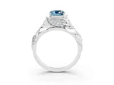 White gold Cushion Cut Solitaire Leaf-Inspired Engagement Ring with Prong Setting_3