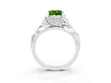 White gold Cushion Cut Solitaire Leaf-Inspired Engagement Ring with Prong Setting_3