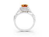 White gold Cushion Cut Solitaire Leaf-Inspired Engagement Ring with Prong Setting_3