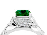White gold Cushion Cut Solitaire Leaf-Inspired Engagement Ring with Prong Setting_4
