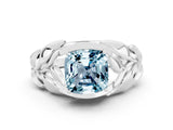 White gold Cushion Cut Solitaire Leaf-Inspired Engagement Ring with Prong Setting