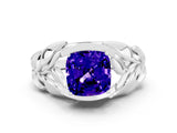 White gold Cushion Cut Solitaire Leaf-Inspired Engagement Ring with Prong Setting
