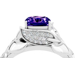 White gold Cushion Cut Solitaire Leaf-Inspired Engagement Ring with Prong Setting_4