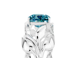 White gold Cushion Cut Solitaire Leaf-Inspired Engagement Ring with Prong Setting_5
