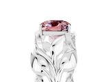 White gold Cushion Cut Solitaire Leaf-Inspired Engagement Ring with Prong Setting_5
