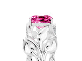 White gold Cushion Cut Solitaire Leaf-Inspired Engagement Ring with Prong Setting_5