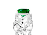 White gold Cushion Cut Solitaire Leaf-Inspired Engagement Ring with Prong Setting_5