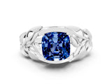 White gold Cushion Cut Solitaire Leaf-Inspired Engagement Ring with Prong Setting